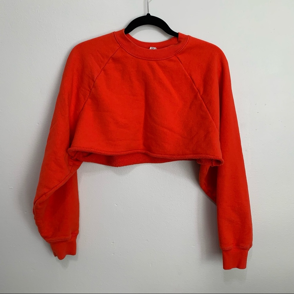 ALO Yoga Cropped Sweatshirt in Bright Red-Orange